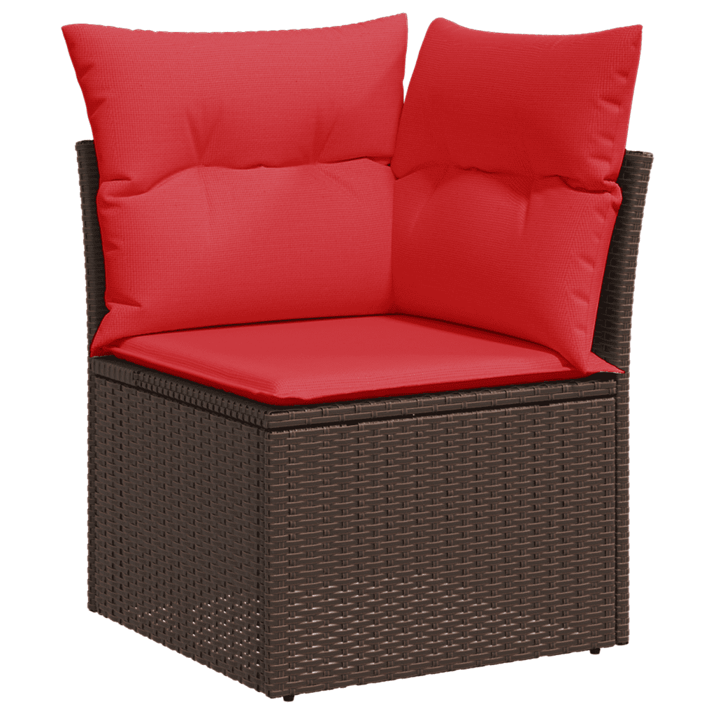 7-teiliges Gartensofa-Set mit Kissen, braun, Polyrattan