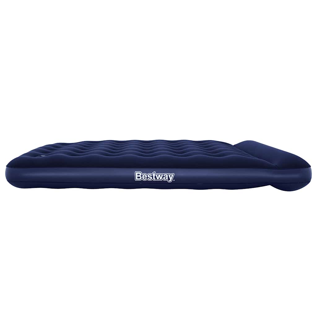 Luftmatratze Aufblasbar Beflockt mit Fußpumpe 203x152x28 cm