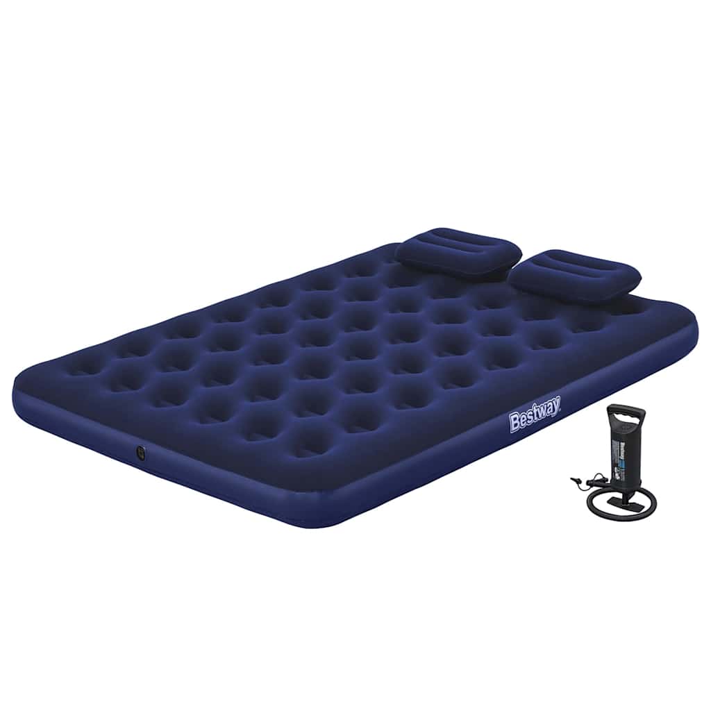 Luftbett mit Kissen & Luftpumpe Beflockt 203×152×22 cm 67374