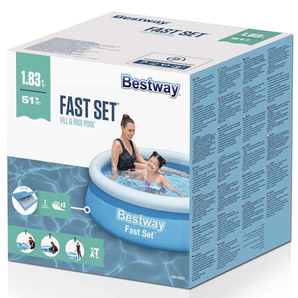 Fast Set Aufblasbarer Pool Rund 183x51 cm Blau
