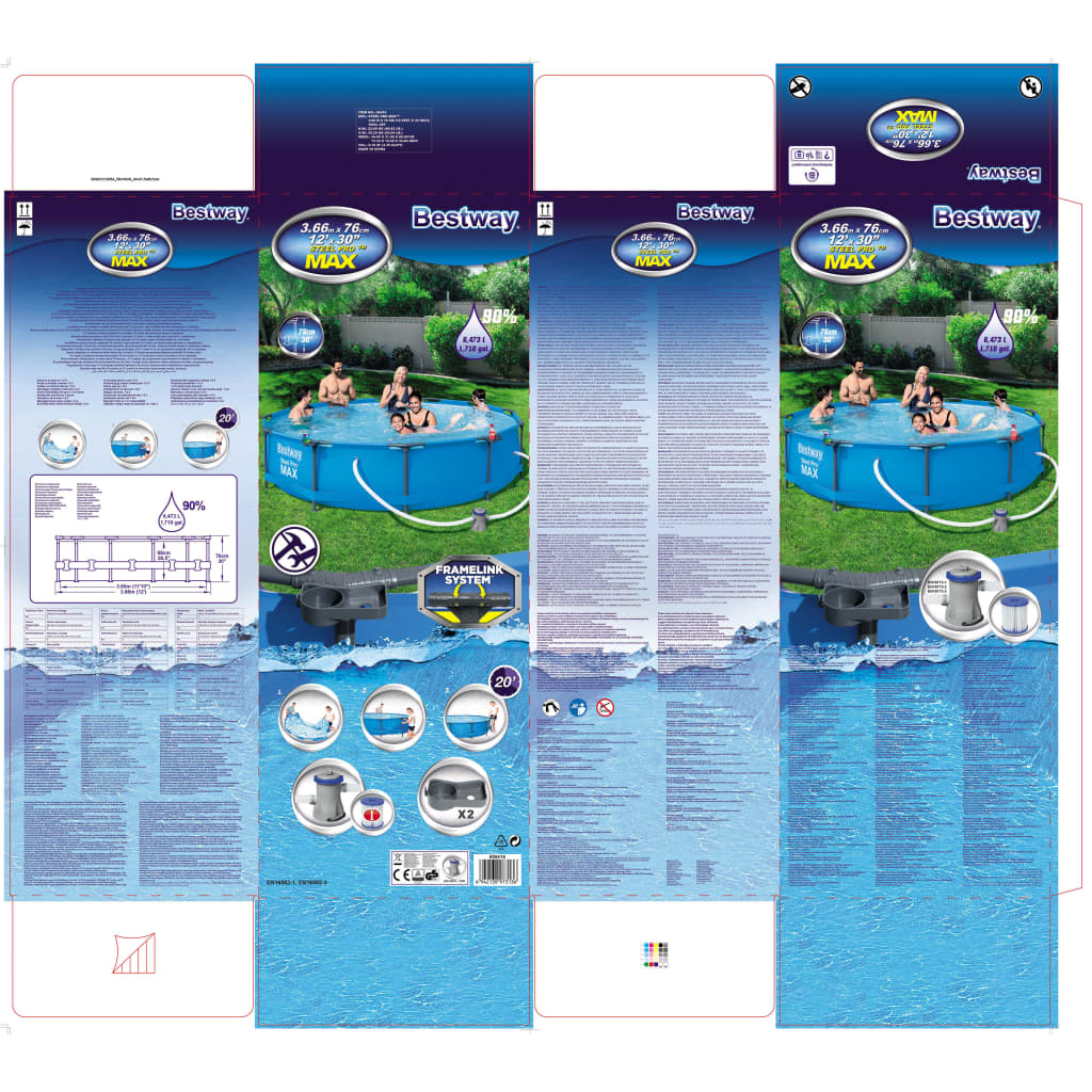Swimmingpool-Set Steel Pro Max Rahmen 366 x 76 cm