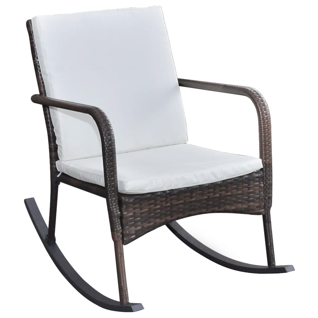 Garten-Schaukelstuhl Braun Poly Rattan