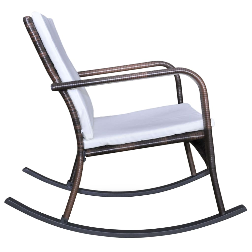 Garten-Schaukelstuhl Braun Poly Rattan