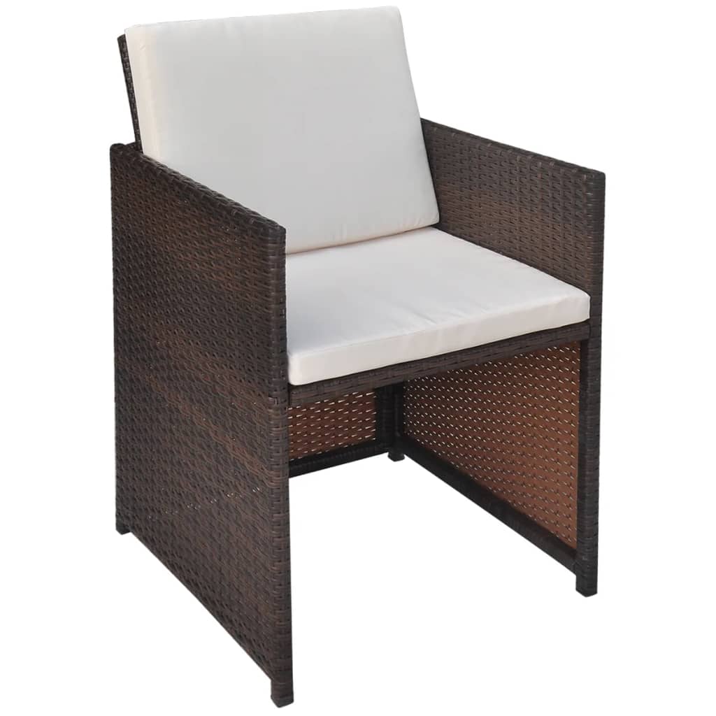 Gartenstühle 2 Stk. mit Polstern und Kissen Poly Rattan Braun