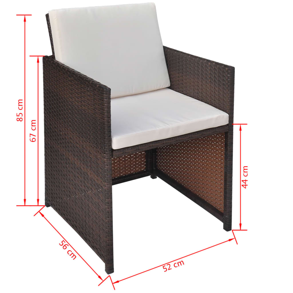 Gartenstühle 2 Stk. mit Polstern und Kissen Poly Rattan Braun