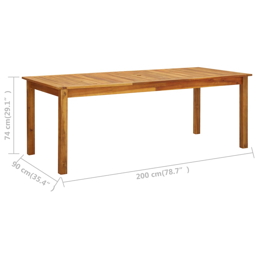 Gartentisch 200x90x74 cm Akazie Massivholz