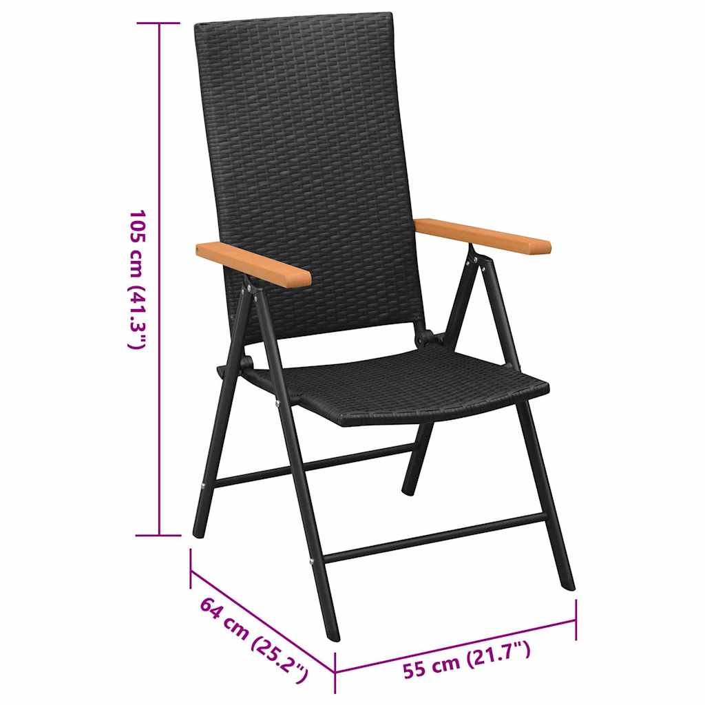 Stapelbare Gartenstühle 2 Stk. Poly Rattan Schwarz