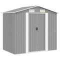 Gartenschuppen Grau Metall 204 x 132 x 186 cm