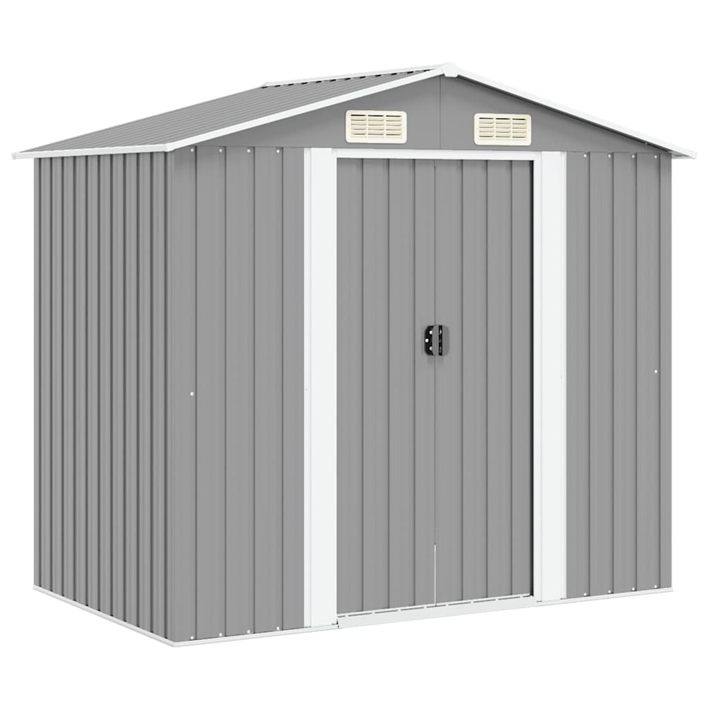 Gartenschuppen Grau Metall 204 x 132 x 186 cm