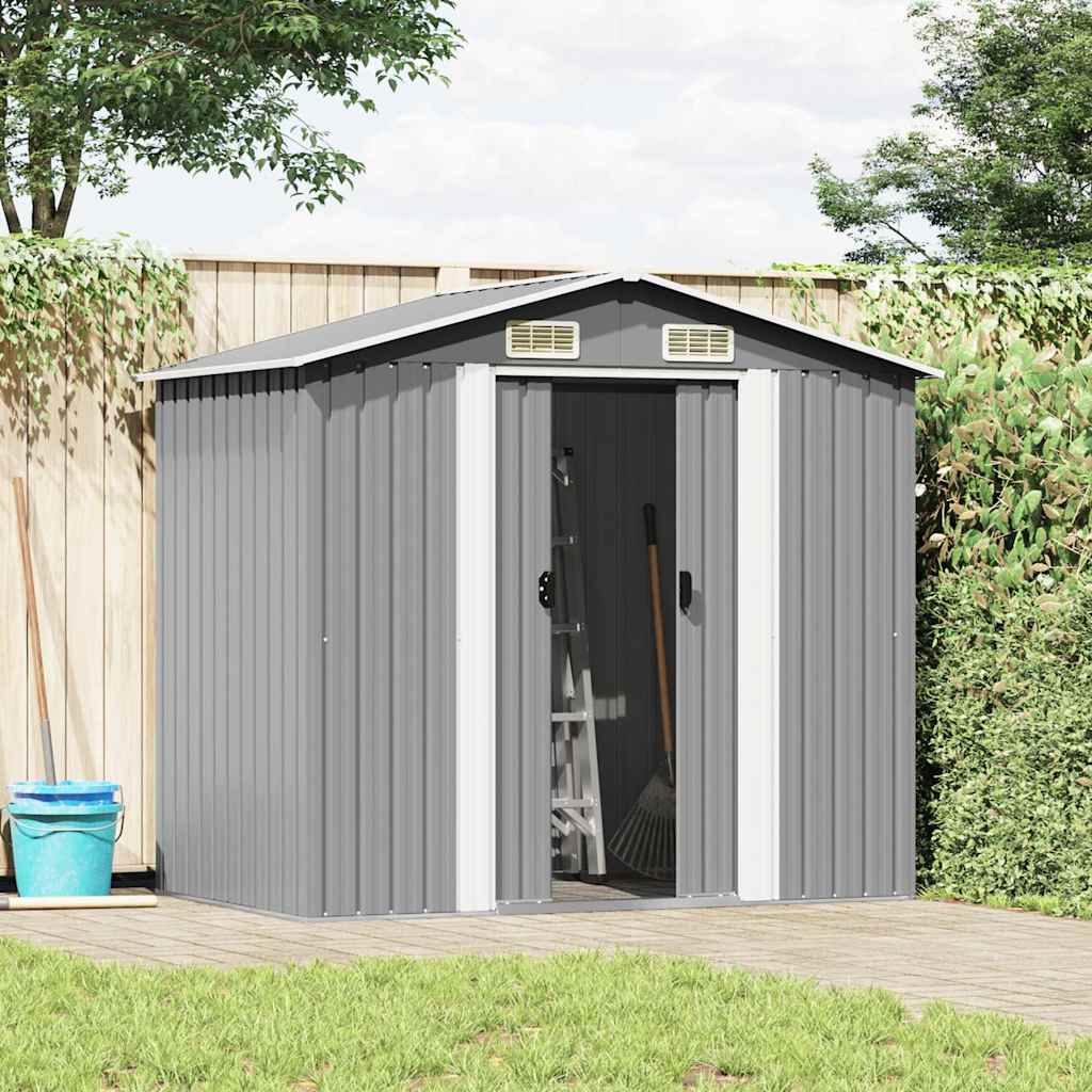 Gartenschuppen Grau Metall 204 x 132 x 186 cm