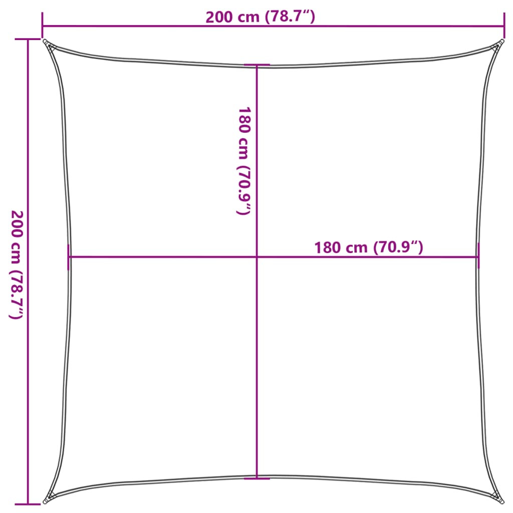 Sonnensegel HDPE Quadratisch 2 x 2 m Creme