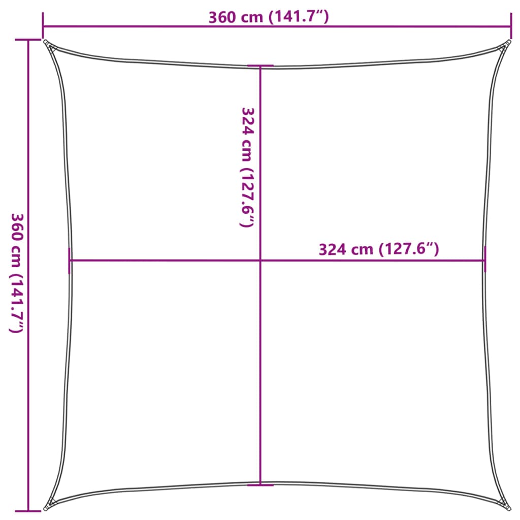 Sonnensegel HDPE Quadratisch 3,6 x 3,6 m Weiß