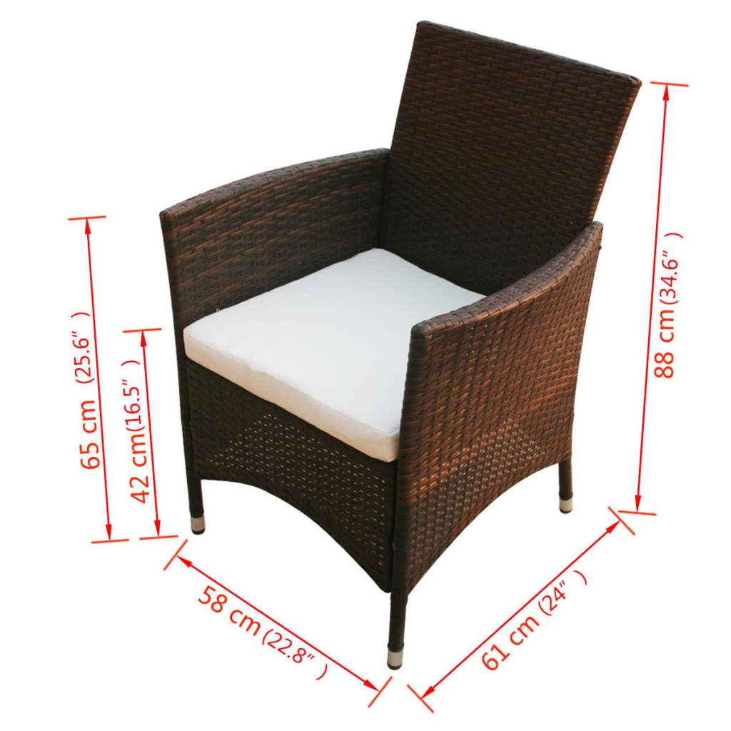 Gartenstühle 2 Stk. Poly Rattan Braun