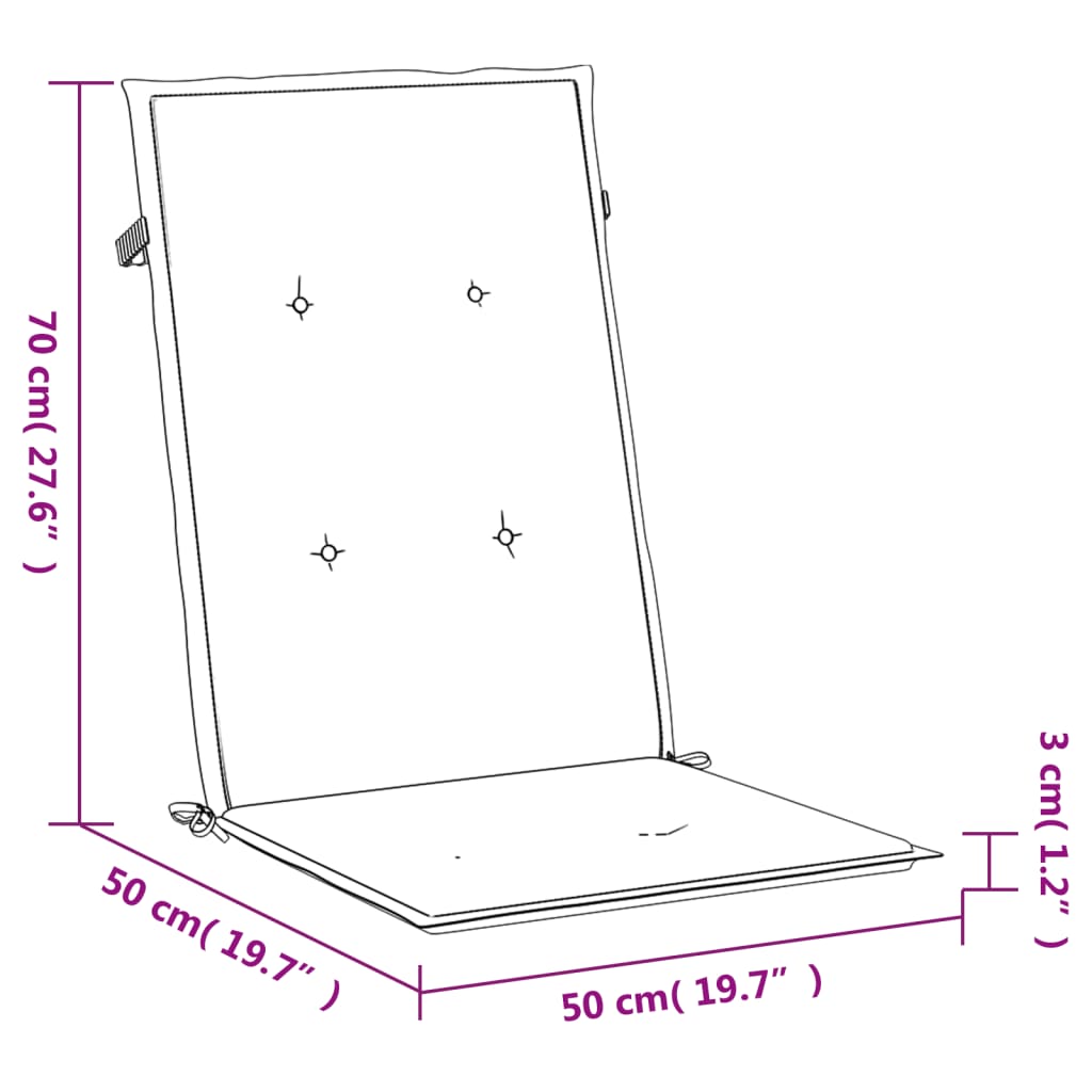 Gartenstuhlauflagen für Hochlehner 4 Stk. Grau 120x50x3cm Stoff