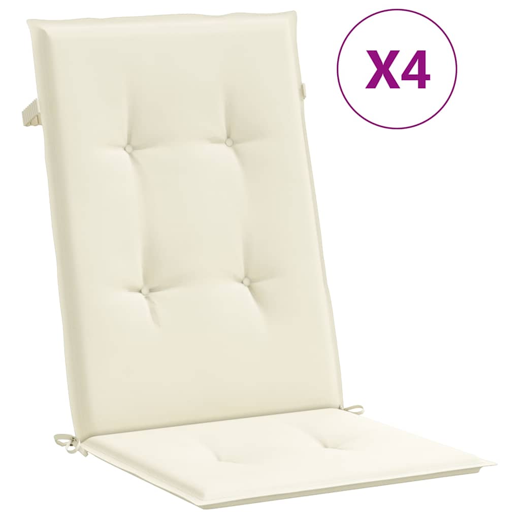 Gartenstuhlauflagen für Hochlehner 4Stk. Creme 120x50x2cm Stoff