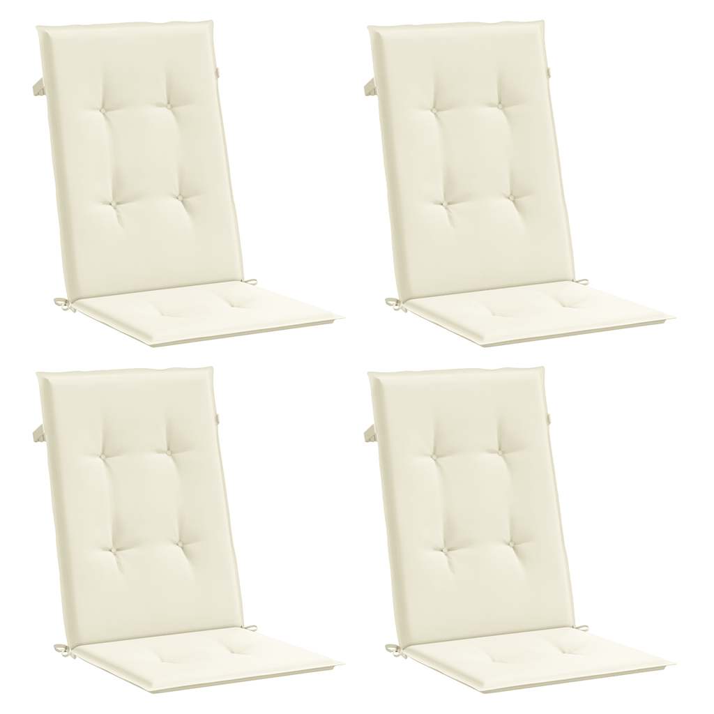 Gartenstuhlauflagen für Hochlehner 4Stk. Creme 120x50x2cm Stoff