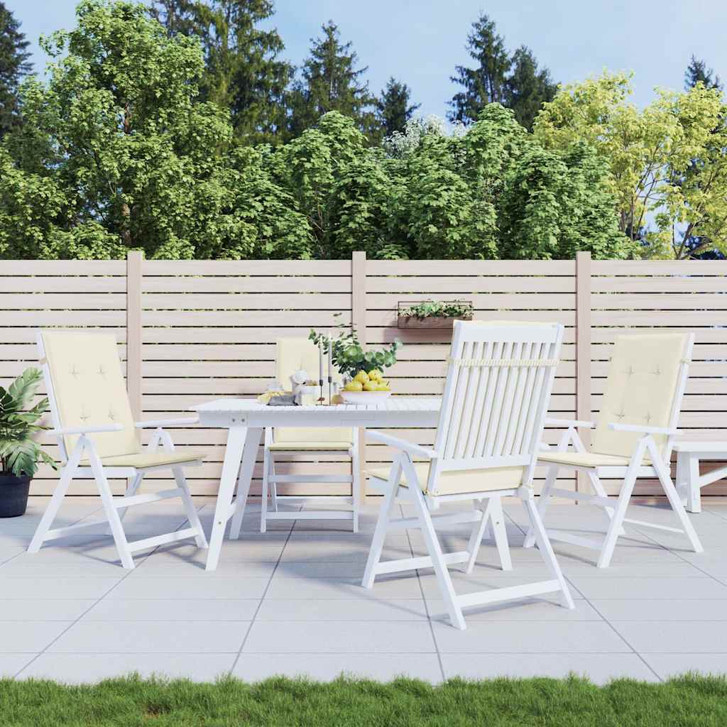 Gartenstuhlauflagen für Hochlehner 4Stk. Creme 120x50x2cm Stoff