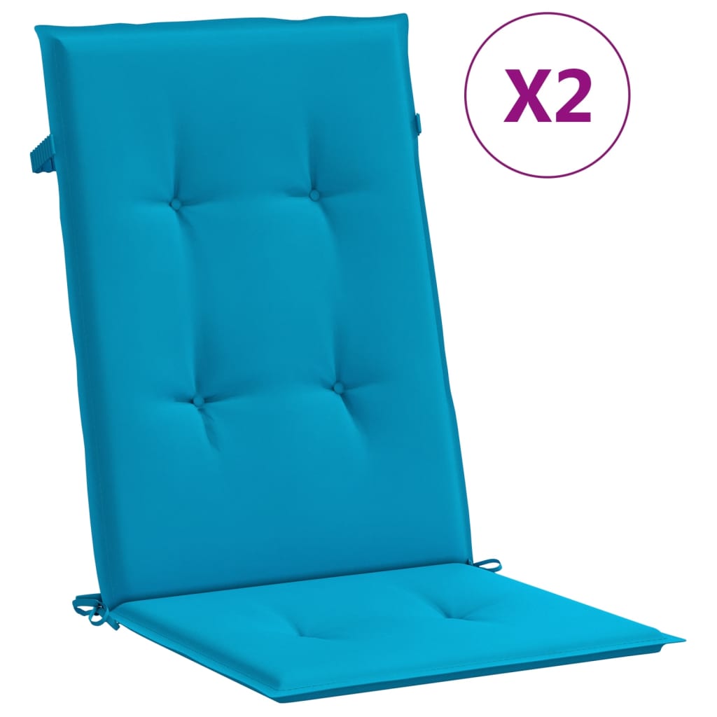 Gartenstuhlauflagen für Hochlehner 2 Stk. Blau 120x50x3cm Stoff