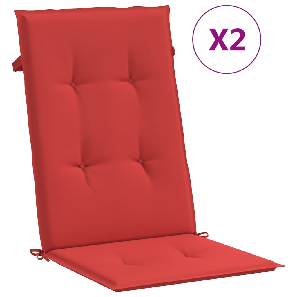 Gartenstuhlauflagen für Hochlehner 2 Stk. Rot 120x50x3 cm Stoff