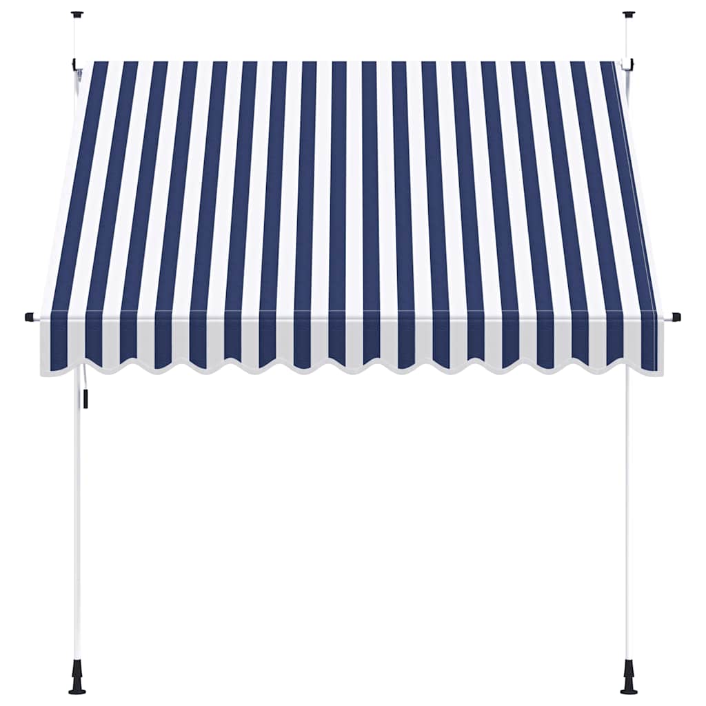 Einziehbare Markise Handbetrieben 250 cm Blau/Weiß Gestreift