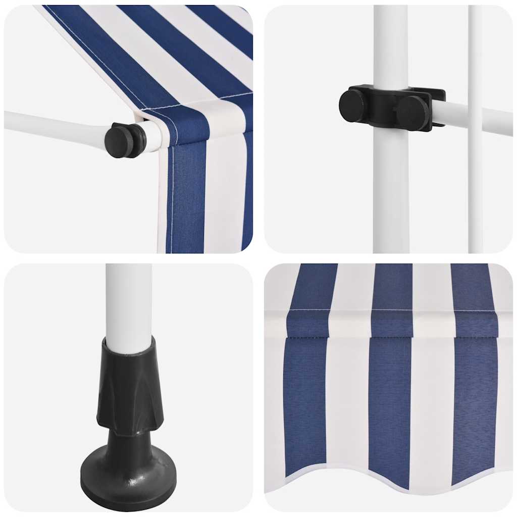 Einziehbare Markise Handbetrieben 350 cm Blau/Weiß Gestreift