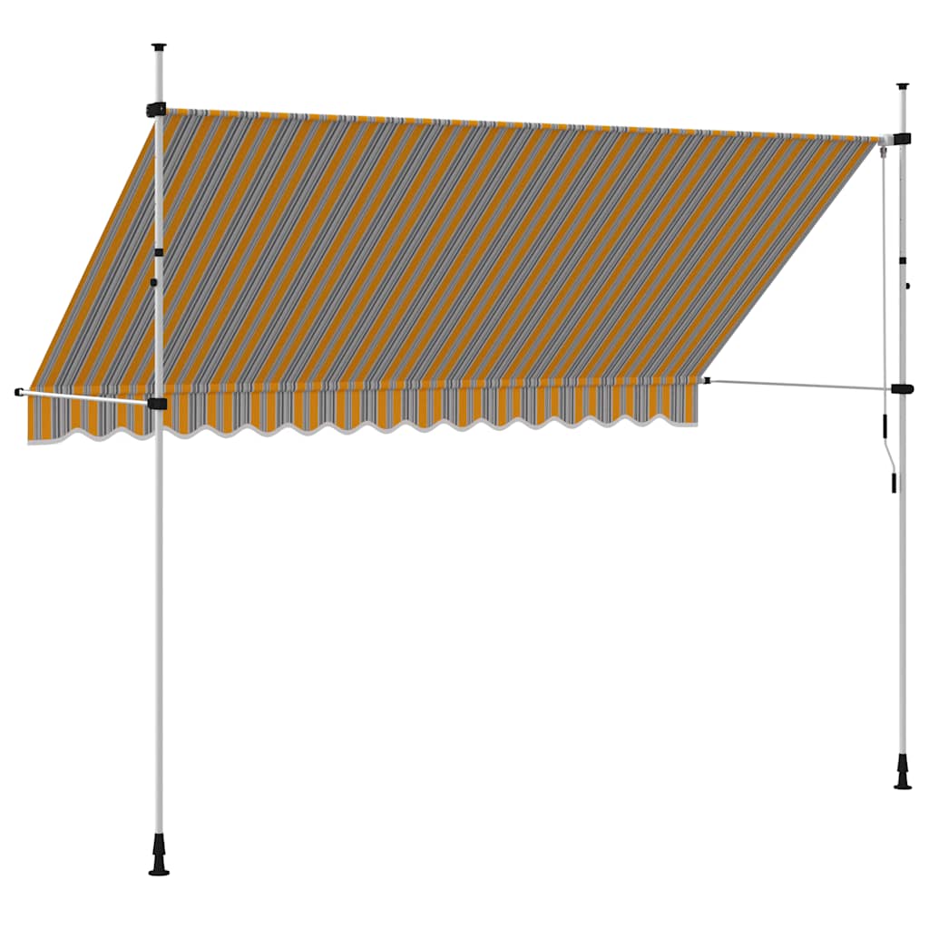 Einziehbare Markise Handbetrieben 350 cm Gelb/Blau Gestreift