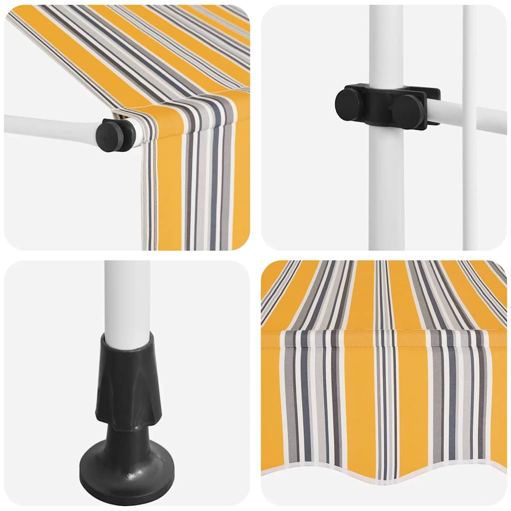 Einziehbare Markise Handbetrieben 350 cm Gelb/Blau Gestreift