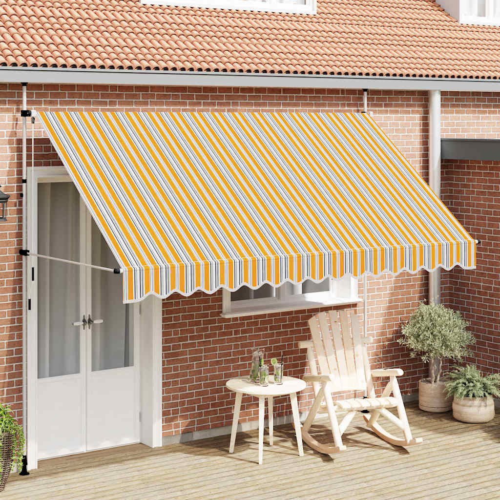 Einziehbare Markise Handbetrieben 350 cm Gelb/Blau Gestreift