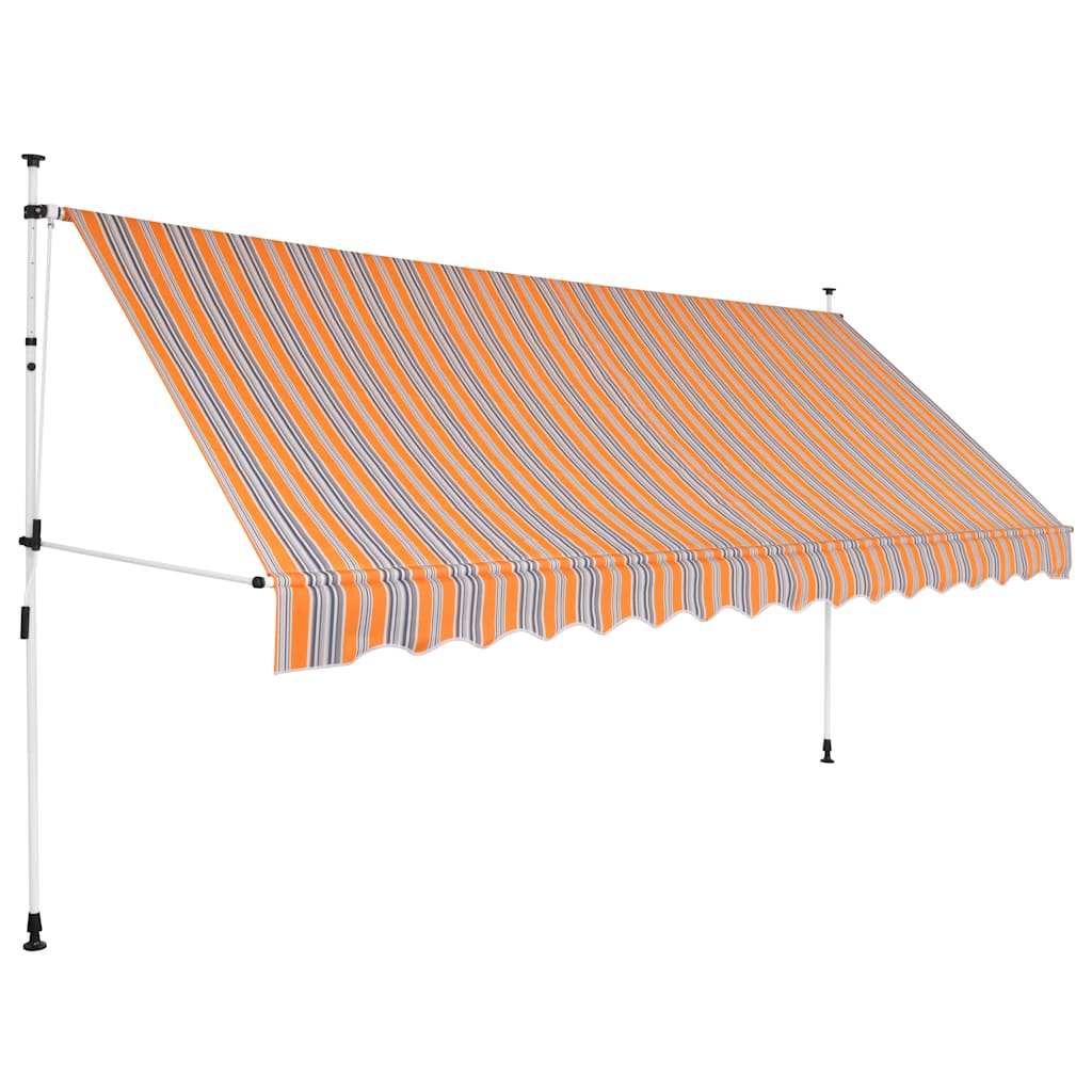 Einziehbare Markise Handbetrieben 400 cm Gelb/Blau Gestreift