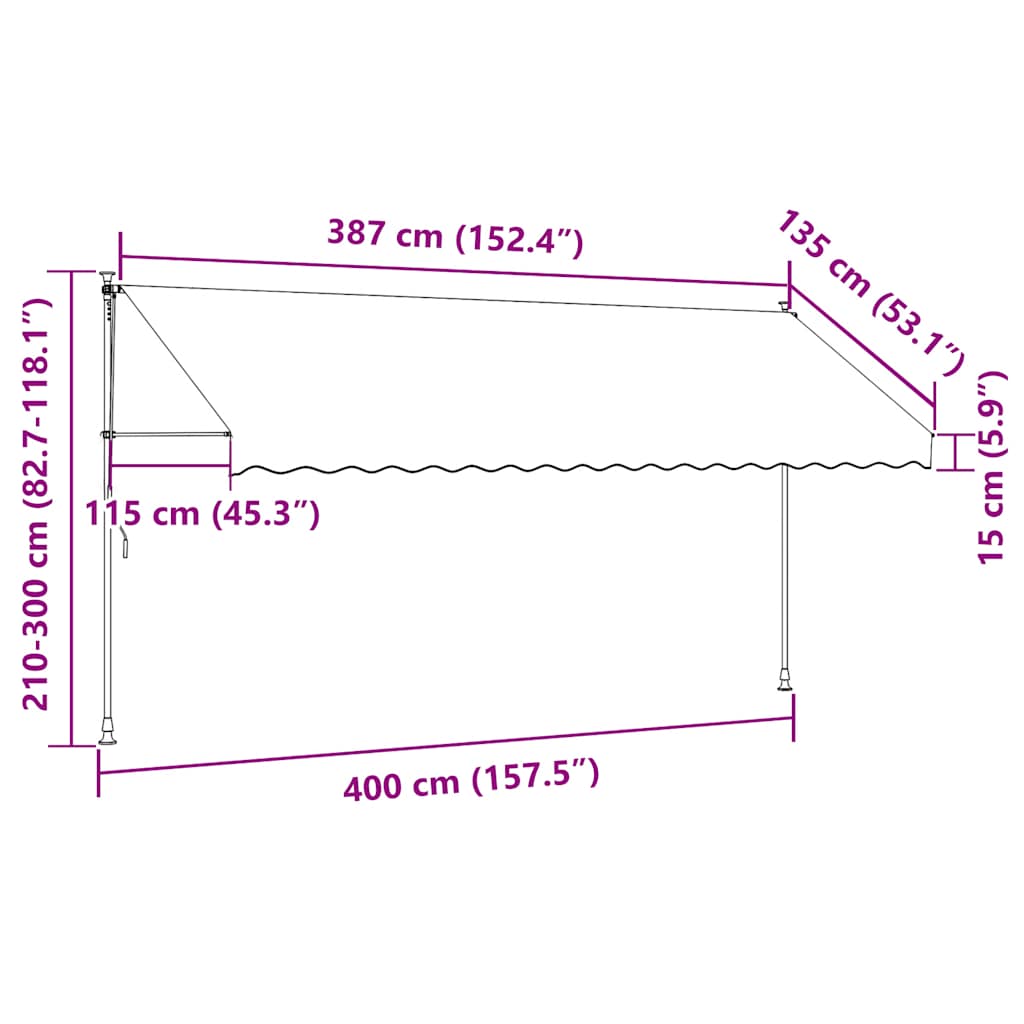 Einziehbare Markise Handbetrieben 400 cm Gelb/Blau Gestreift