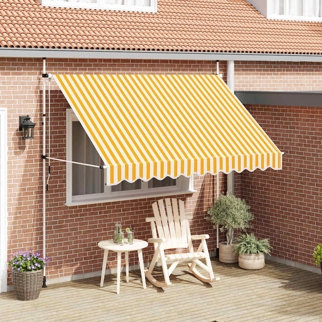 Einziehbare Markise Handbetrieben 300 cm Orange/Weiß Gestreift