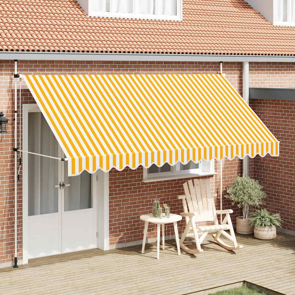 Einziehbare Markise Handbetrieben 400 cm Orange/Weiß Gestreift