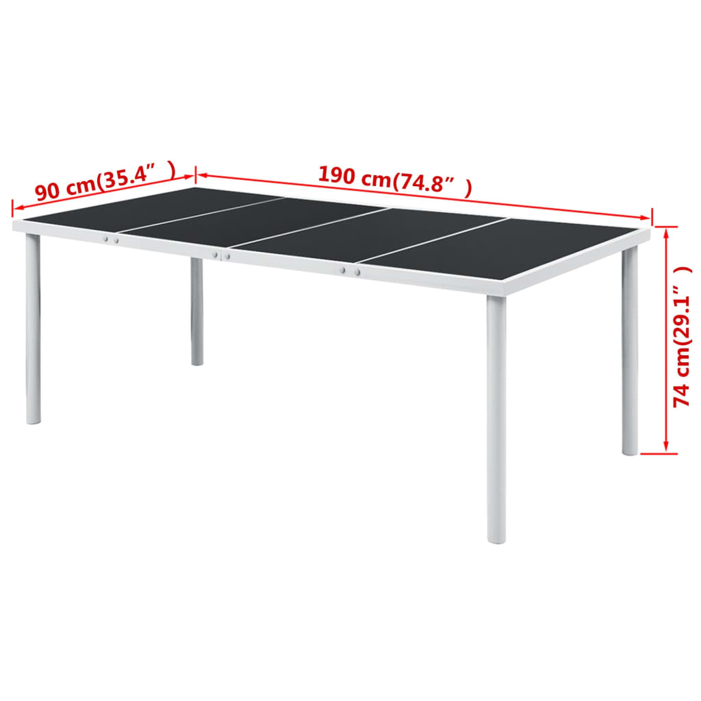 Gartentisch 190x90x74 cm Schwarz Stahl