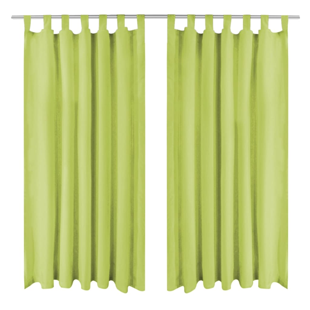 Vorhänge Mikro-Satin 2 Stk. mit Schlaufen 140×225 cm Grün