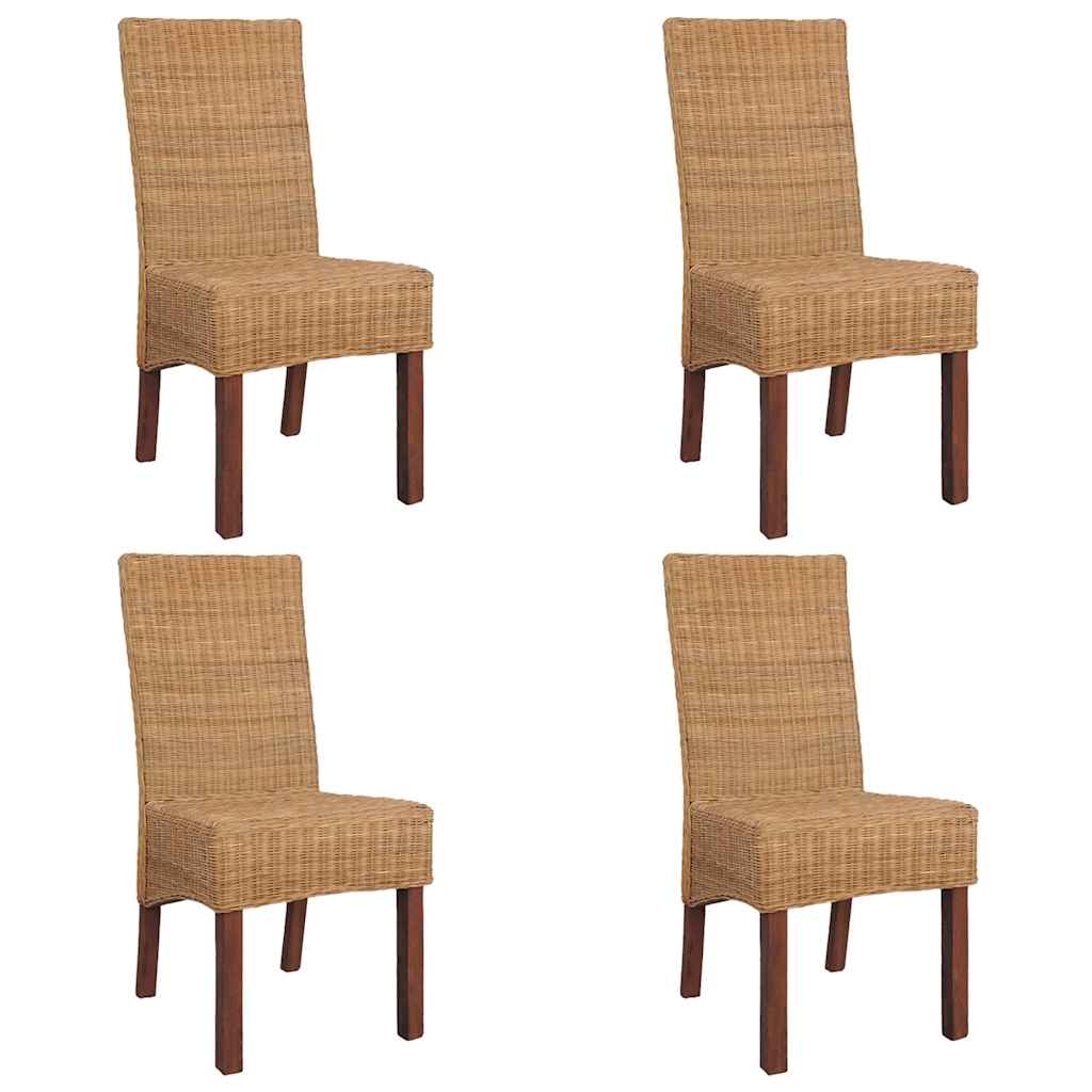 Esszimmerstühle 4 Stk. Braun Natur Rattan