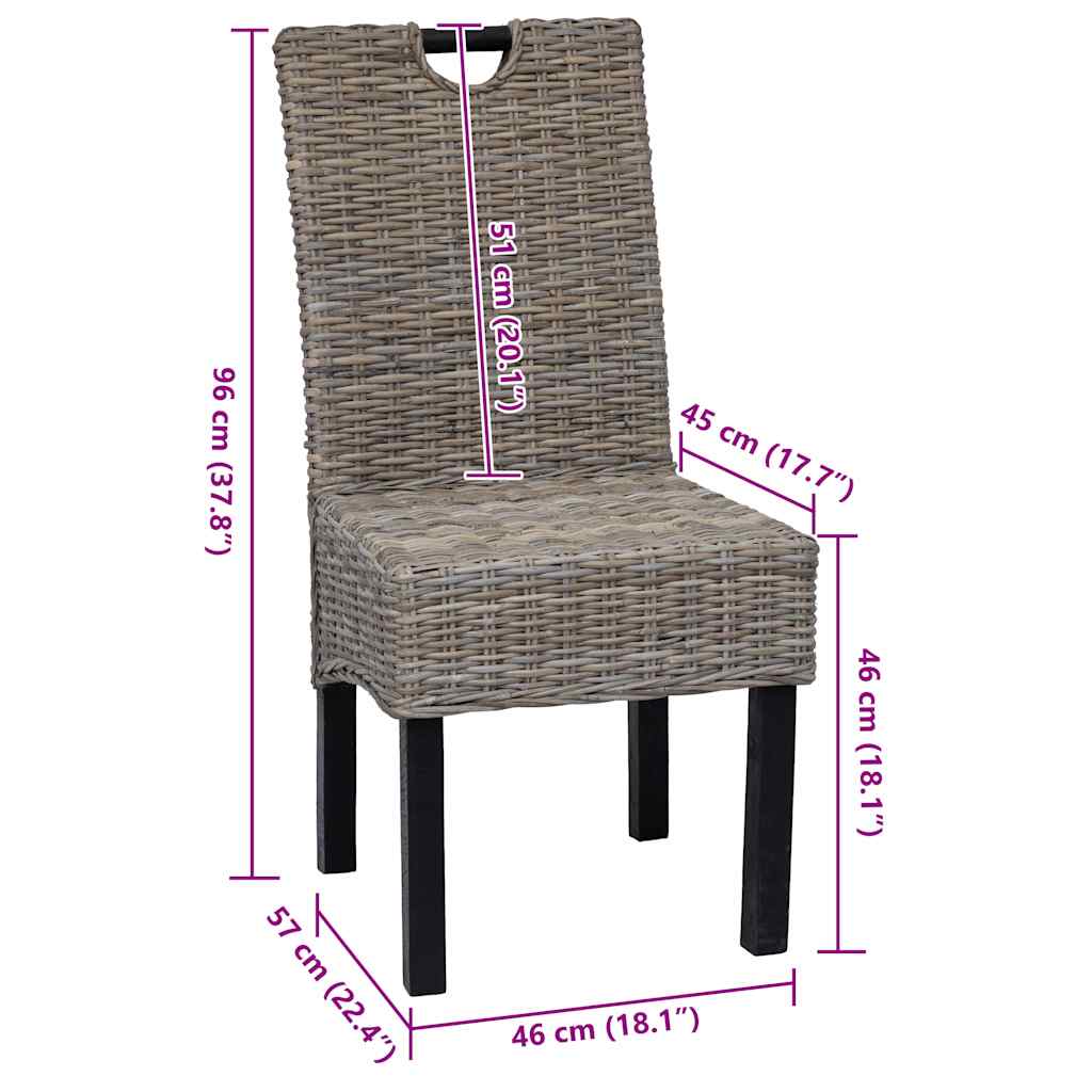 Esszimmerstühle 6 Stk. Kubu-Rattan Mangoholz