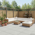 Sofagarnitur 27-tlg. Natürliches Rattan