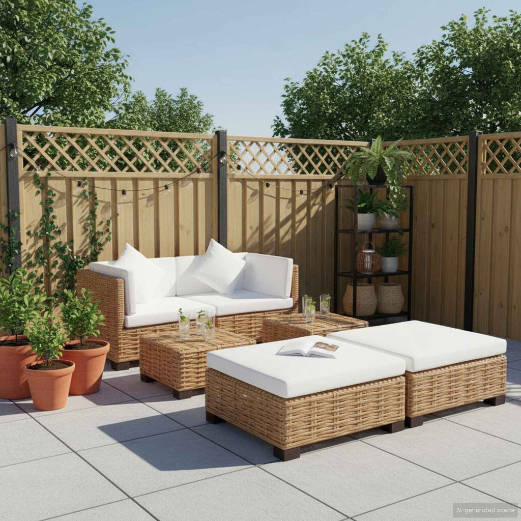 Sofagarnitur 16-tlg. Natürliches Rattan