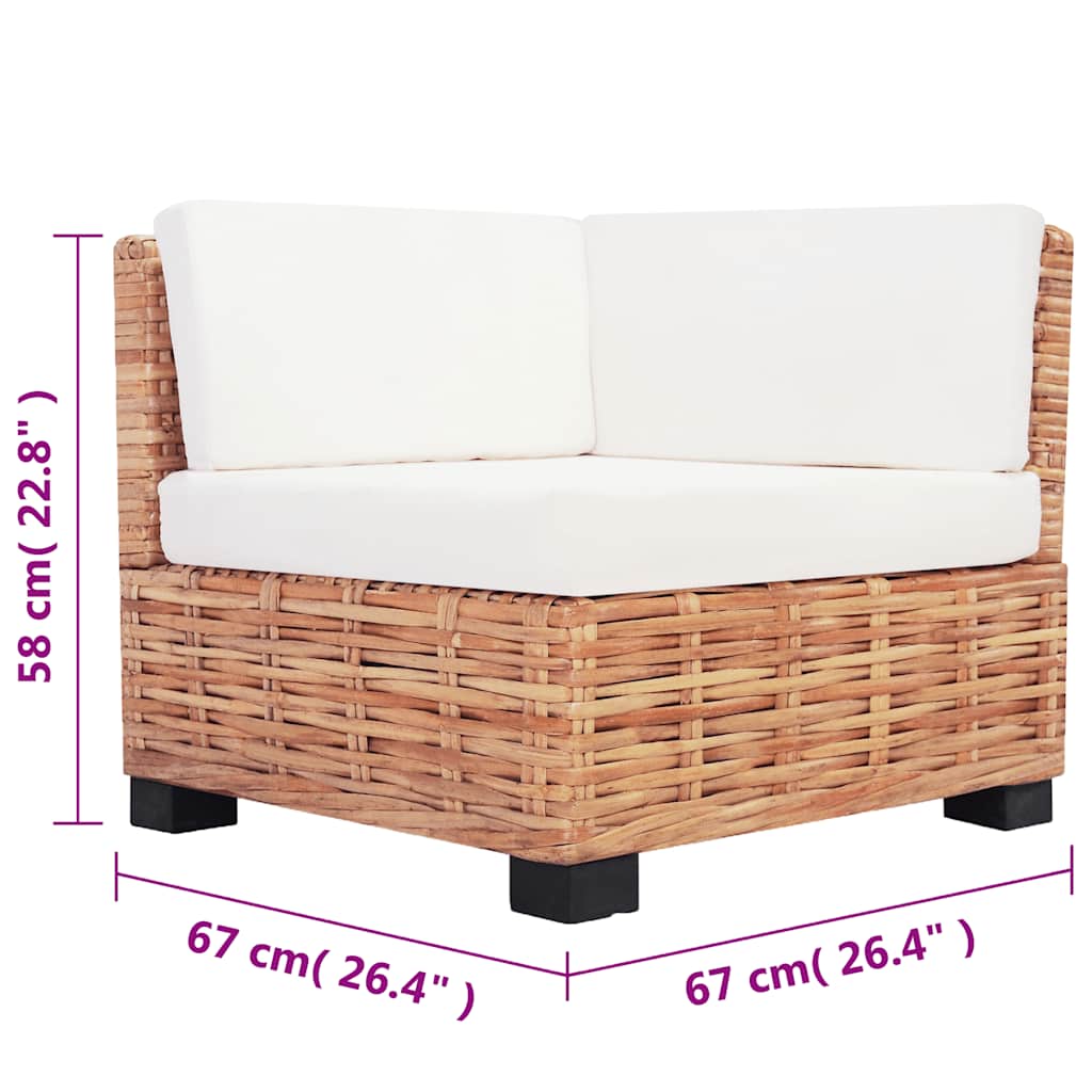 Sofagarnitur 14-tlg. Natürliches Rattan