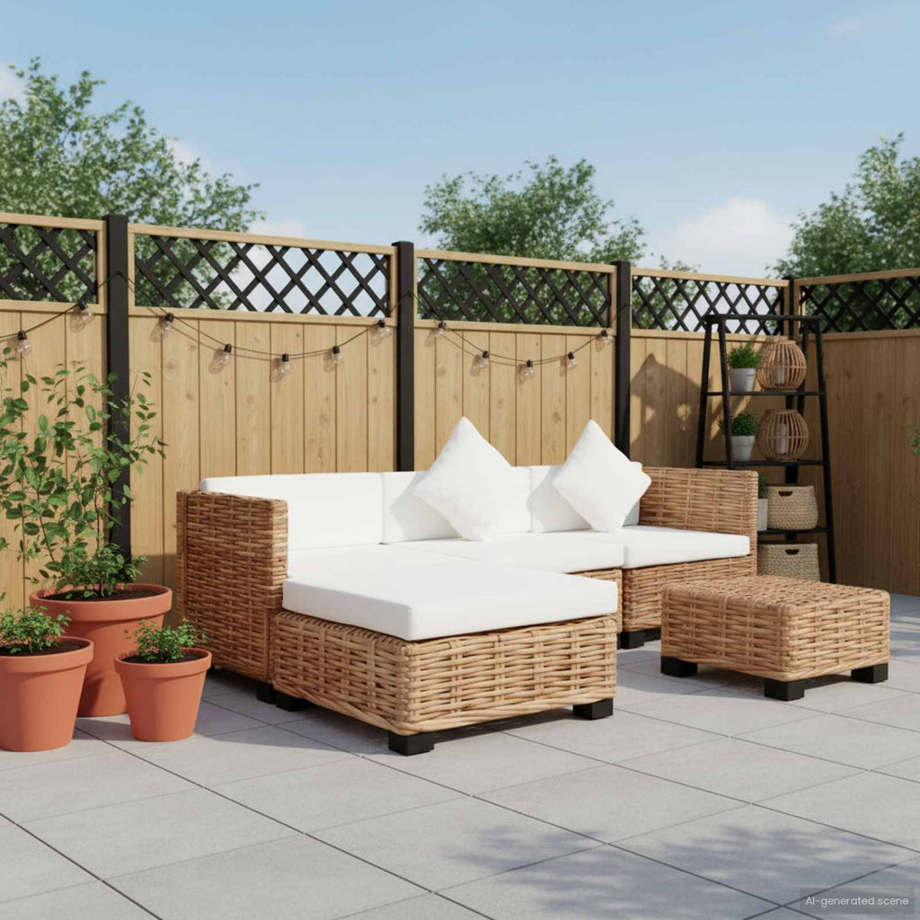 Sofagarnitur 14-tlg. Natürliches Rattan