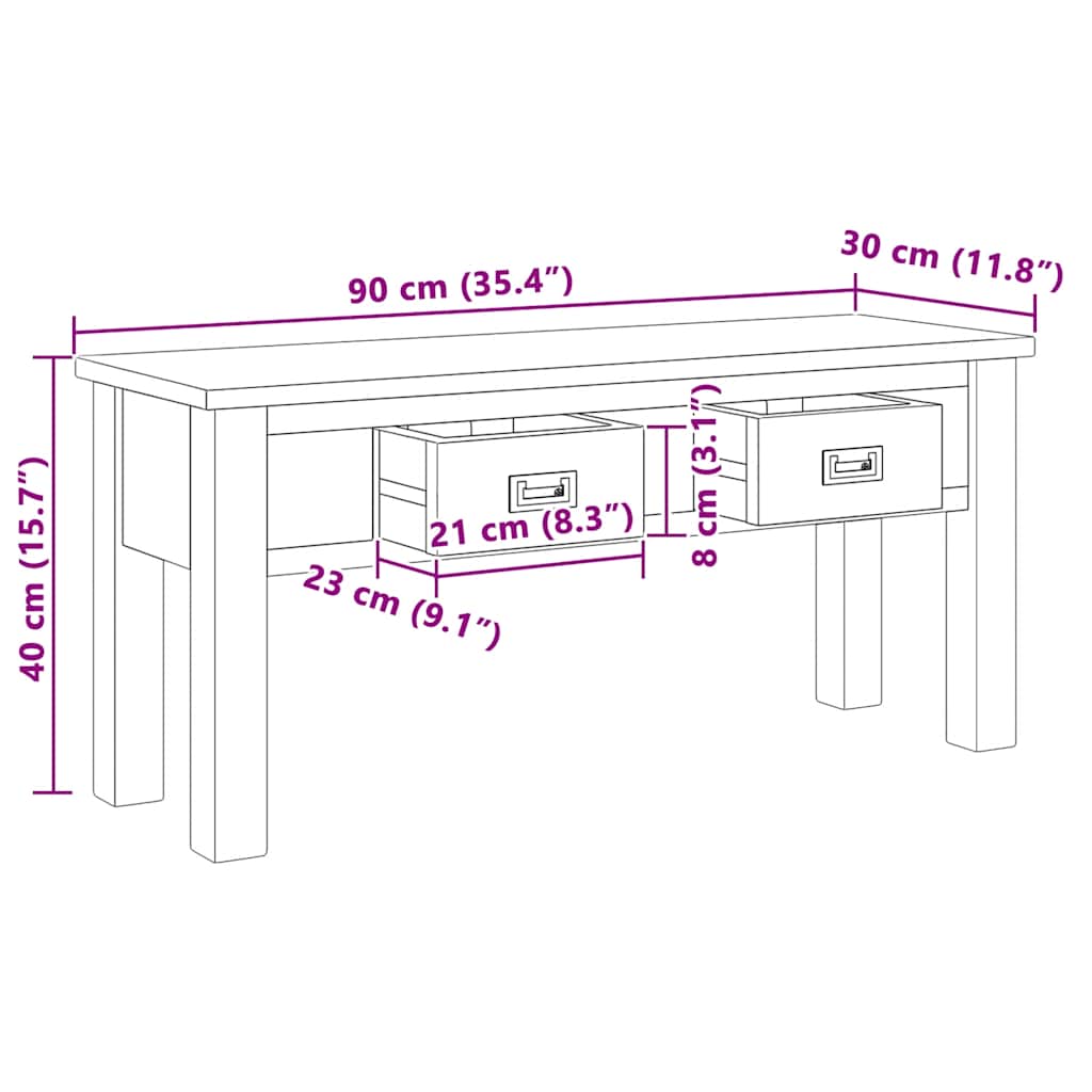Flurbank Teak Massiv 90 x 30 x 40 cm