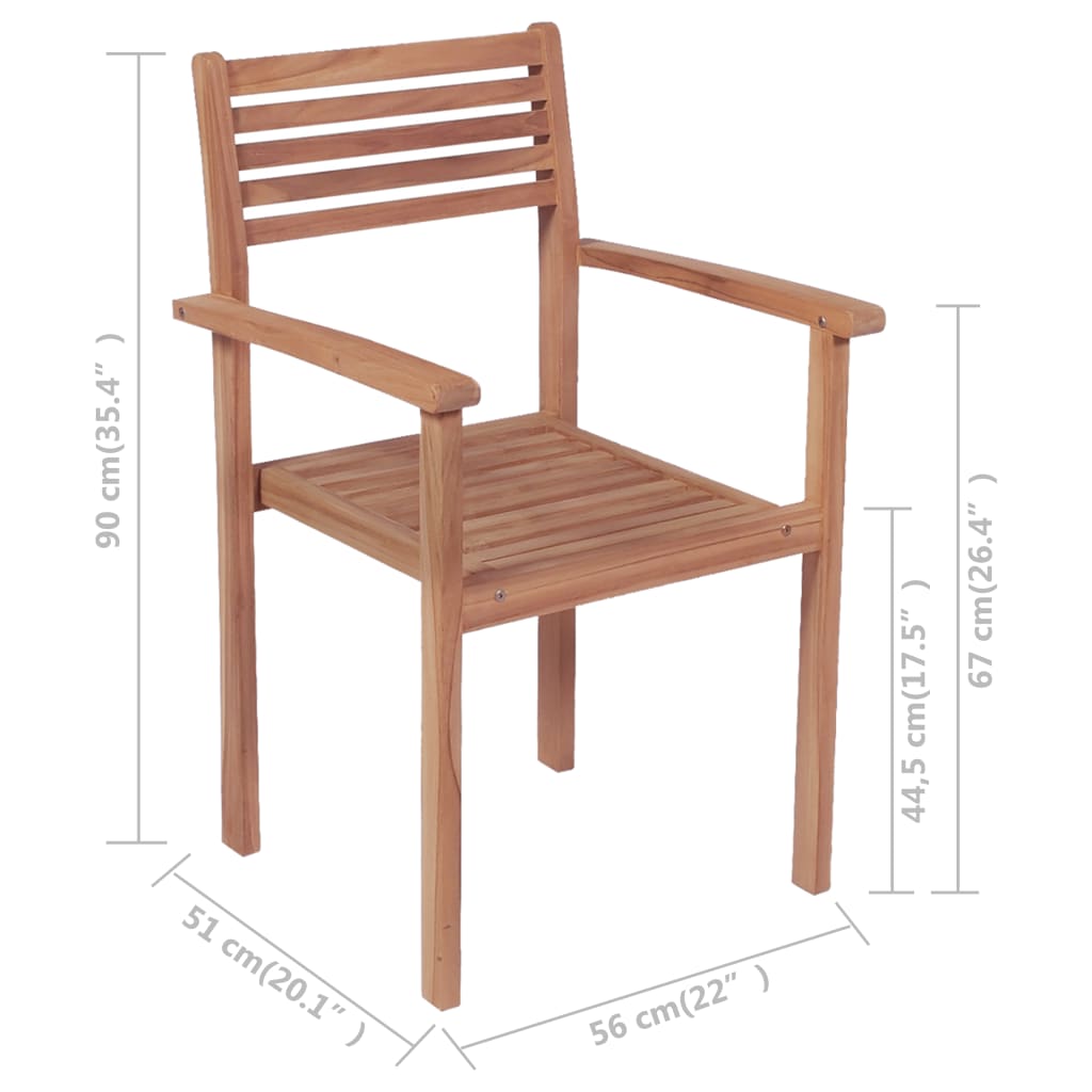 Stapelbare Gartenstühle 2 Stk. Massivholz Teak