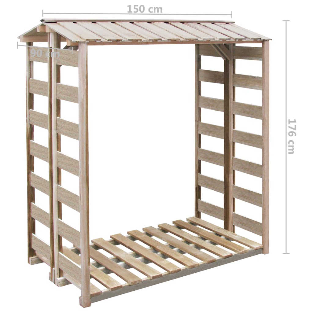 Brennholz-Lagerschuppen 150x90x176 cm Kiefernholz Imprägniert