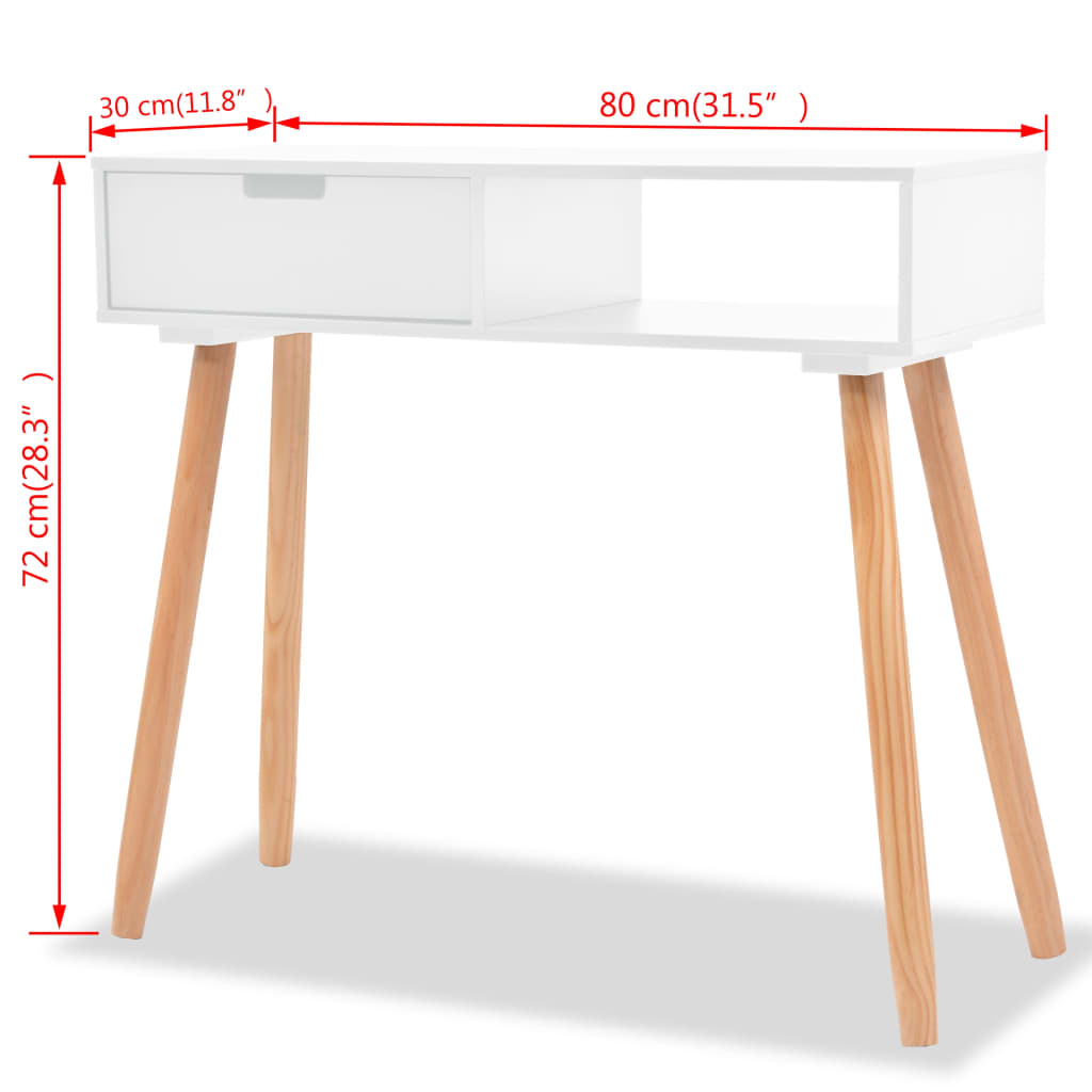 Konsolentisch Kiefernholz Massiv 80 x 30 x 72 cm Weiß