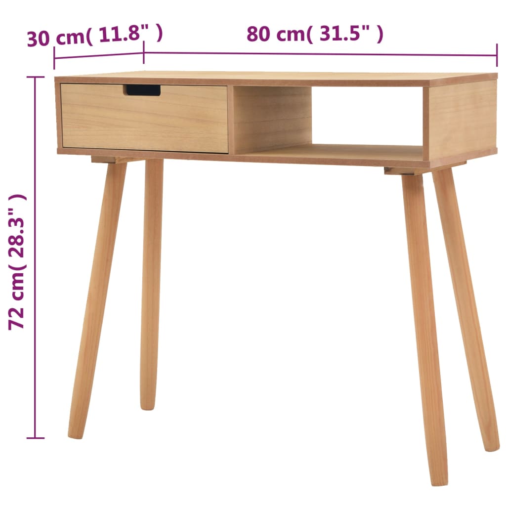 Konsolentisch Kiefernholz Massiv 80 x 30 x 72 cm Braun