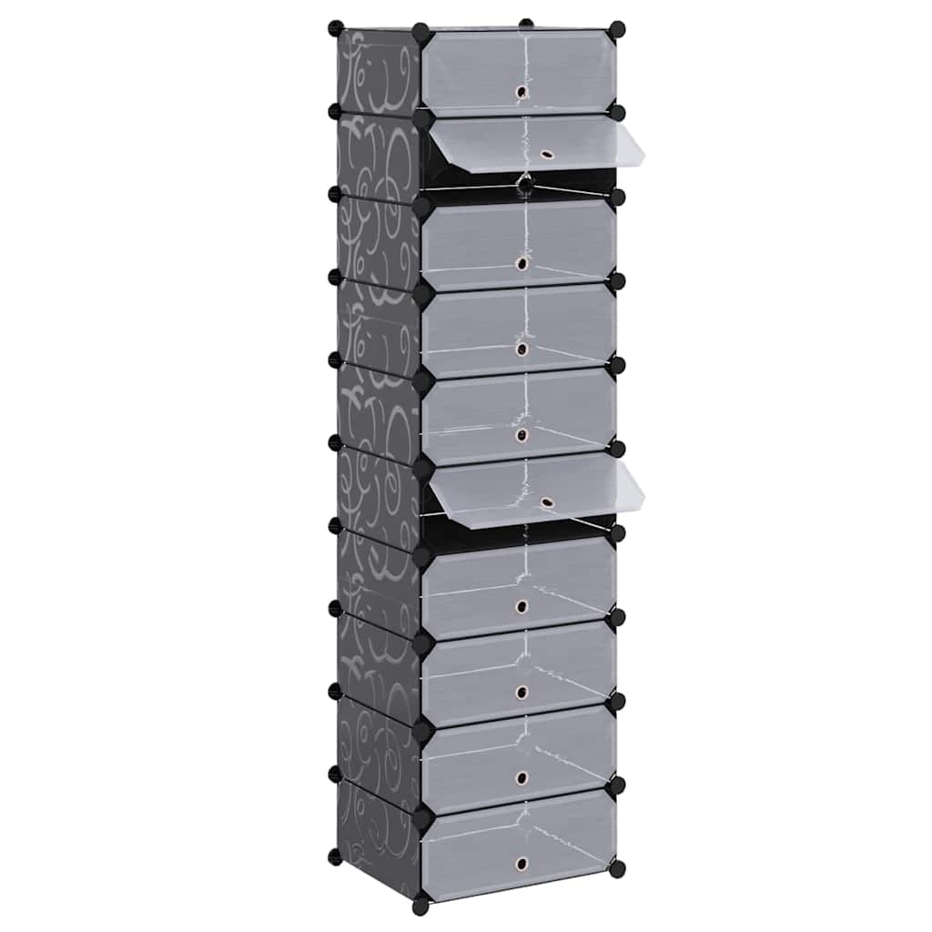 Schuh-Organizer Zusammenklappbar mit 10 Fächern Schwarz