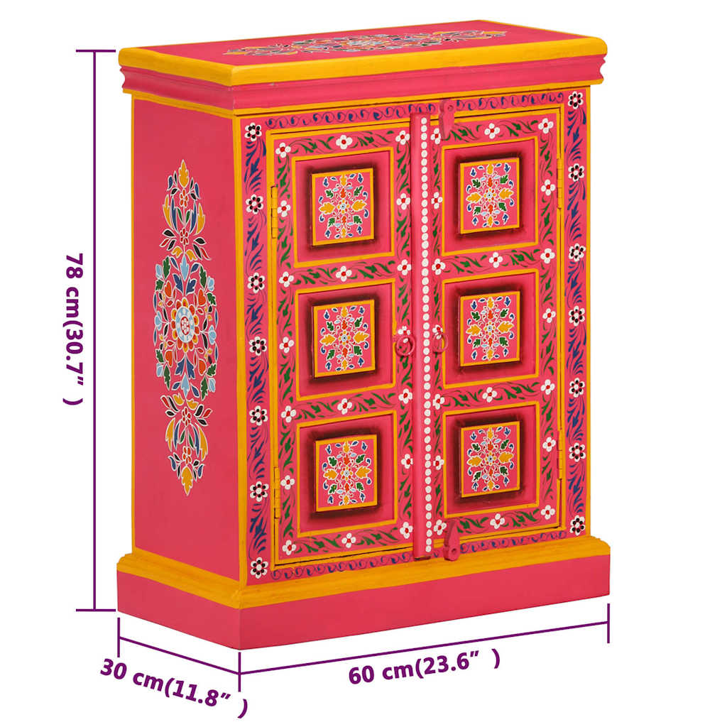 Sideboard Massivholz Mango Rosa Handbemalt