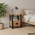 Nachttisch Akazienholz Massiv Stahl 40 x 30 x 54 cm