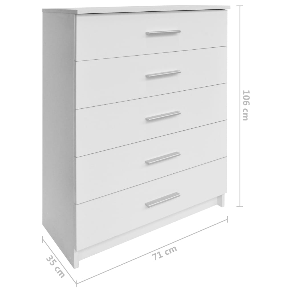 Schubladenschrank Holzwerkstoff 71x35x106 cm Weiß