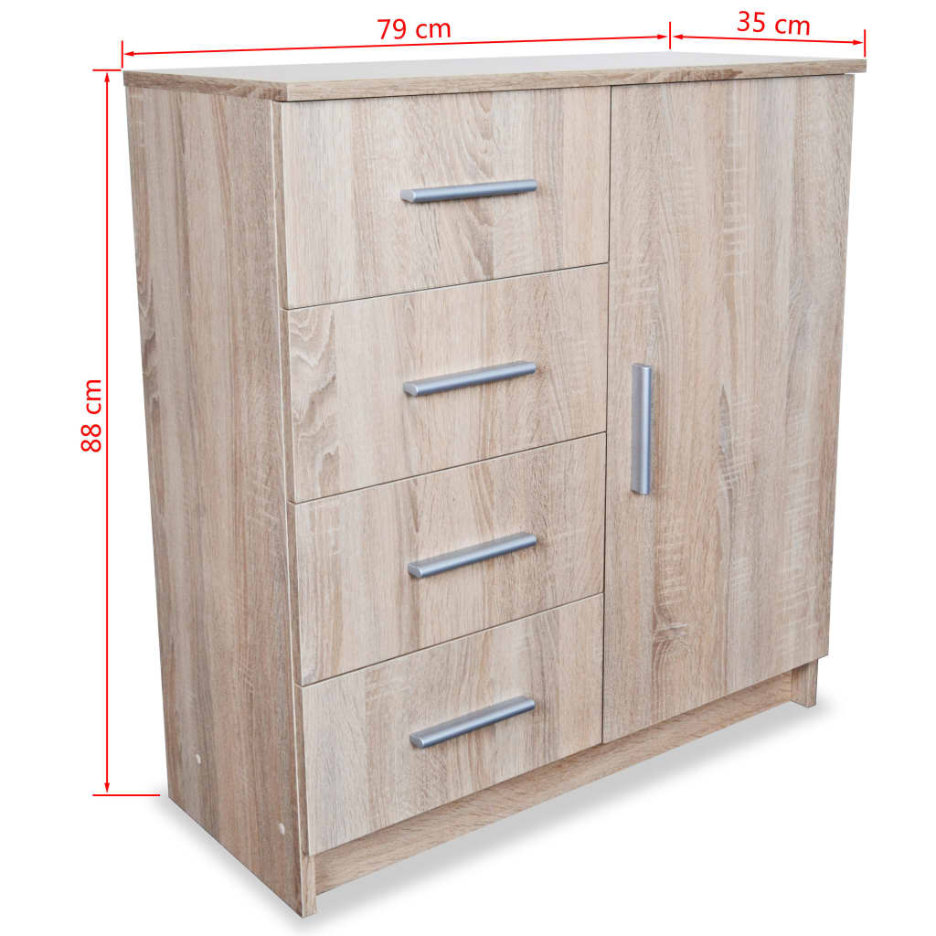 Kommode Holzwerkstoff 79x35x88 cm Eiche-Optik